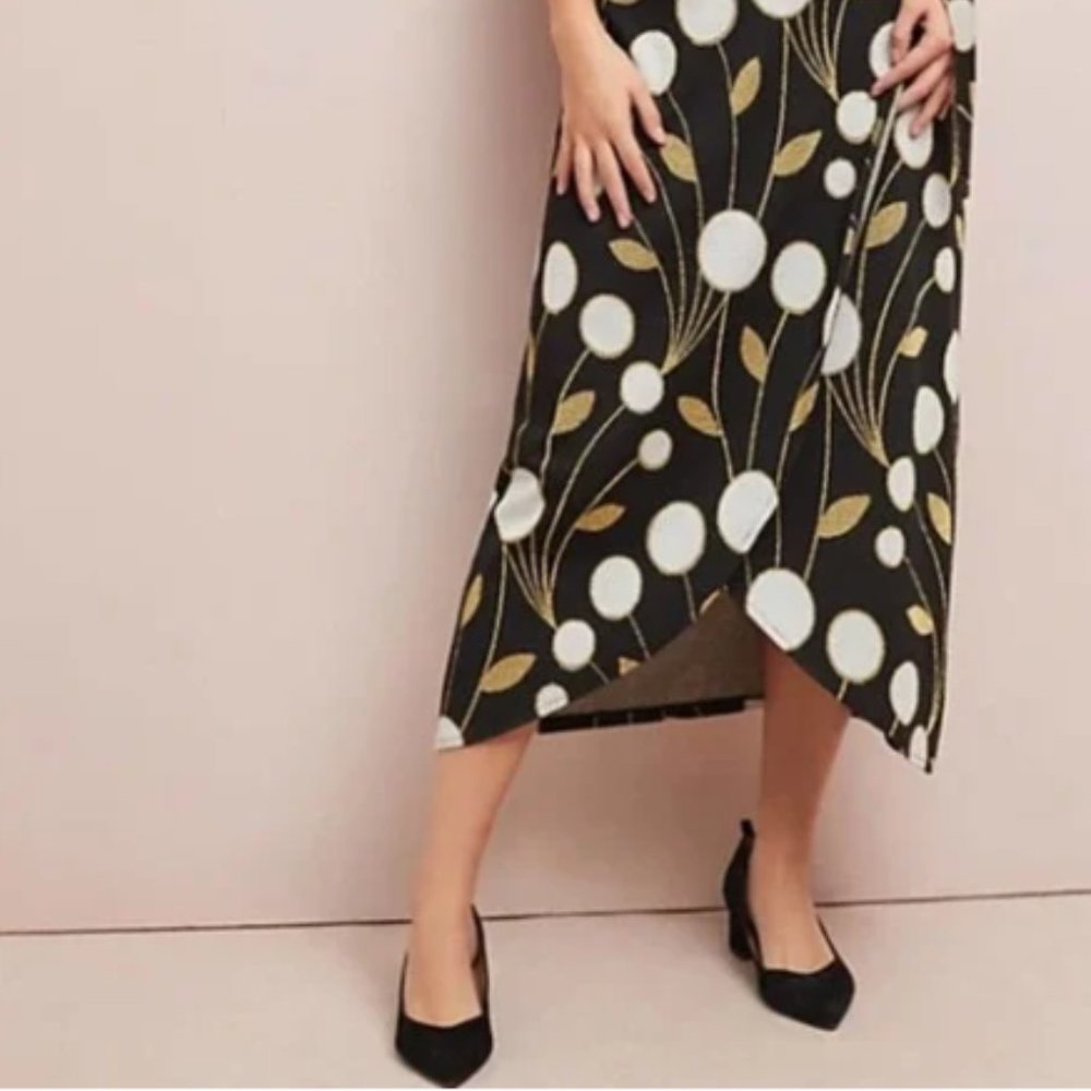 Anthropologie Maeve Craspedia Skirt Stretch Knit Small Elastic Black White Soft